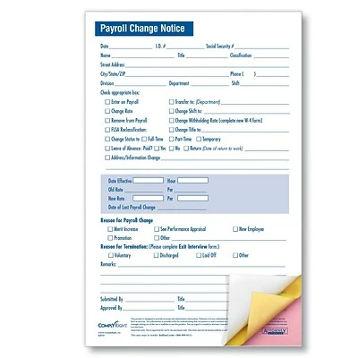 Best Sale ⭐ ComplyRight™ Payroll Change Notice ComplyRight Payroll Change Notice, 3-Part, Small, Pack Of 50 (A2173) ❤️
