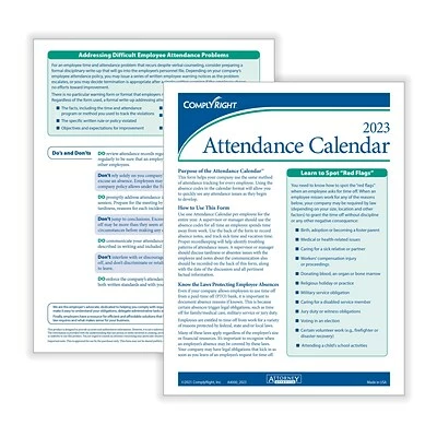 Wholesale 🎉 ComplyRight™ Attendance Tracker ComplyRight 2023 Attendance Calendar Kit, White, Pack Of 200 (A1411W16PK200) 😍 - Image 2