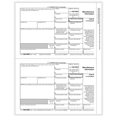 Deals ⌛ Tax Forms ComplyRight 1099-MISC 2-Up Recipient Copy B Tax Form, 50/Pack (511150) 🤩