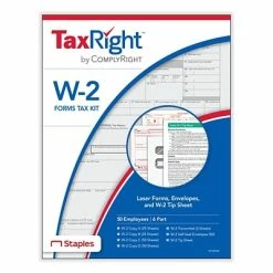 Hot Sale 🔥 ComplyRight Tax Forms TaxRight W-2 6-Part Laser Tax Form Kit With Envelopes, 50/Pack (SC5650E) ⌛
