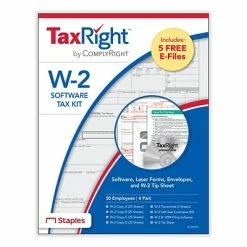 Best Pirce 😀 ComplyRight Tax Forms TaxRight W-2 4-Part Laser Tax Form Kit With Software And Envelopes, 50/Pack (SC5645ES) 👏