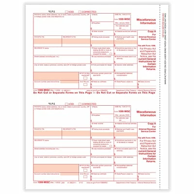 Wholesale ⌛ Tax Forms ComplyRight 2022 1099-MISC 2-Up Federal Copy A Tax Form, 50/Pack (511050) 🥰