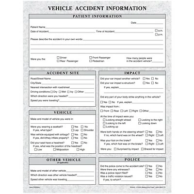 Outlet 👏 Chiropractic Forms Medical Arts Press® Vehicle Accident Information Form ⭐ - Image 2