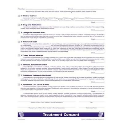 Budget ⌛ Treatment Records Medical Arts Press® Dental Treatment Consent Form; 1-Sided 💯