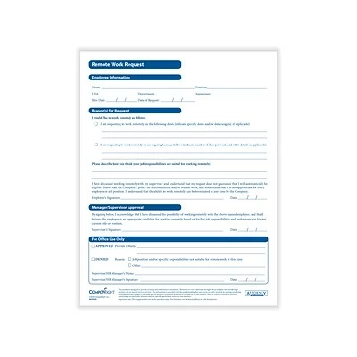 Cheap 🎁 Medical Forms ComplyRight Employee Remote Work Request Medical Records Forms, 50/Pack (A0147PK50) 🌟