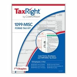 Best deal 🧨 ComplyRight Tax Forms TaxRight 2022 1099-MISC 4-Part Laser Tax Form Kit With Envelopes, 10/Pack (SC6103E10) 💯