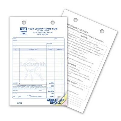 Outlet 🧨 Deluxe Custom Service And Appointment Forms Custom Locksmith Register Form, Classic Design, Small Format, 3 Parts, 1 Color Printing, 5 1/2" X 8 1/2", 500/Pack ✔️