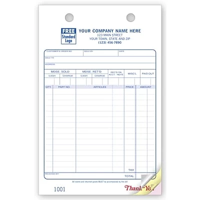 New 🧨 Deluxe Custom Charge Slips Custom Multi-Purpose Register Form, Classic Design, Large Format, 4 Parts, 1 Color Printing, 5 1/2" X 8 1/2", 500/Pack 💯