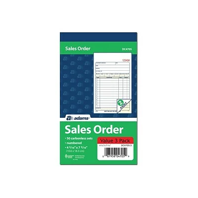 Discount 🔔 Adams Carbonless Sales Order Books Adams 2-Part Carbonless Sales Orders Pad, 4.19"W X 7.19"L, 50 Forms/Pad, 3/Pack (ABF DC4705-3) 🔥 - Image 3