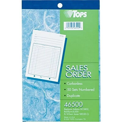 Budget 👍 Business Forms TOPS® Order 2-Part Carbonless Book, White/Canary, 8 7/16" X 5 9/16" (46500) 🧨